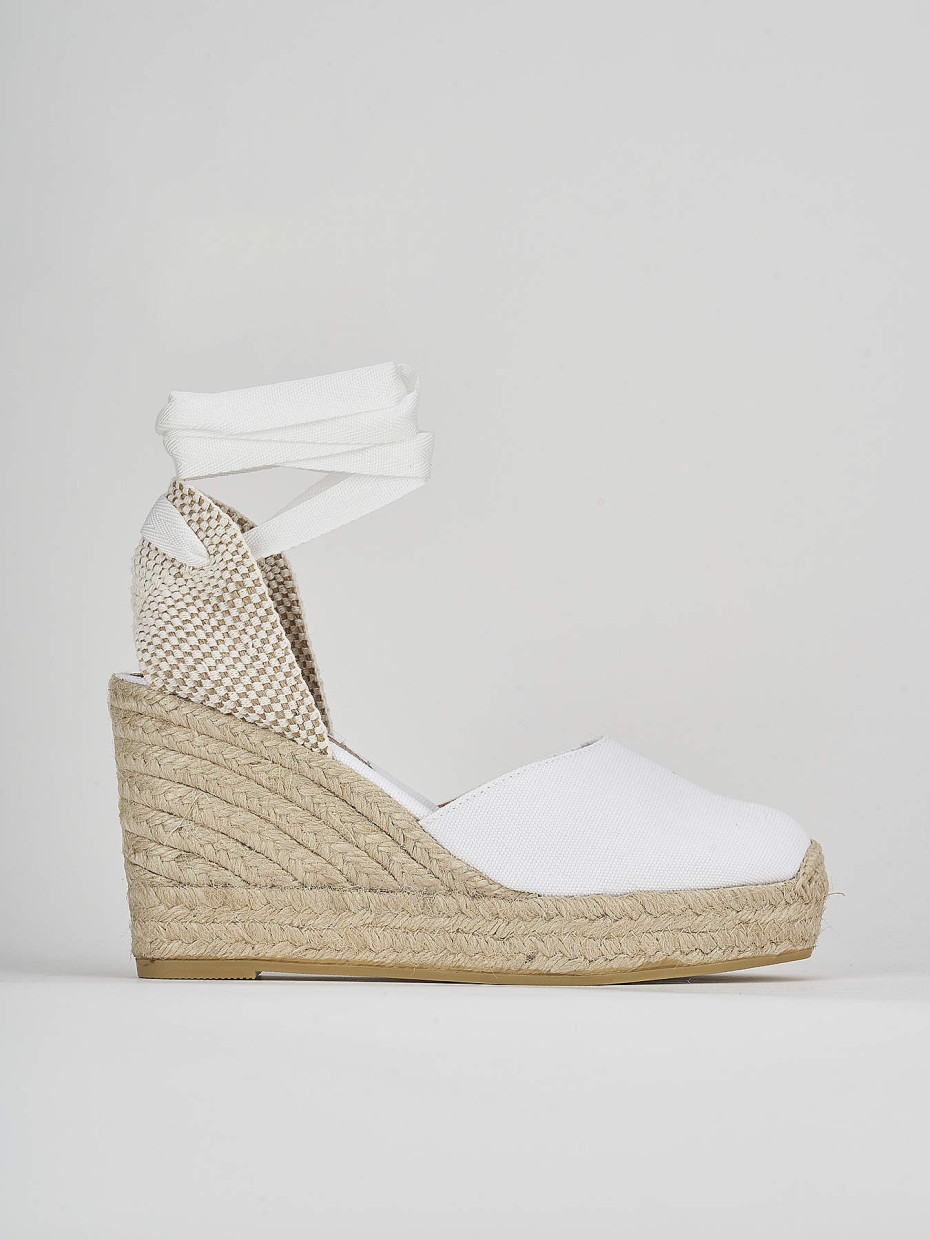 Espadrillas tacco 9cm tessuto bianco