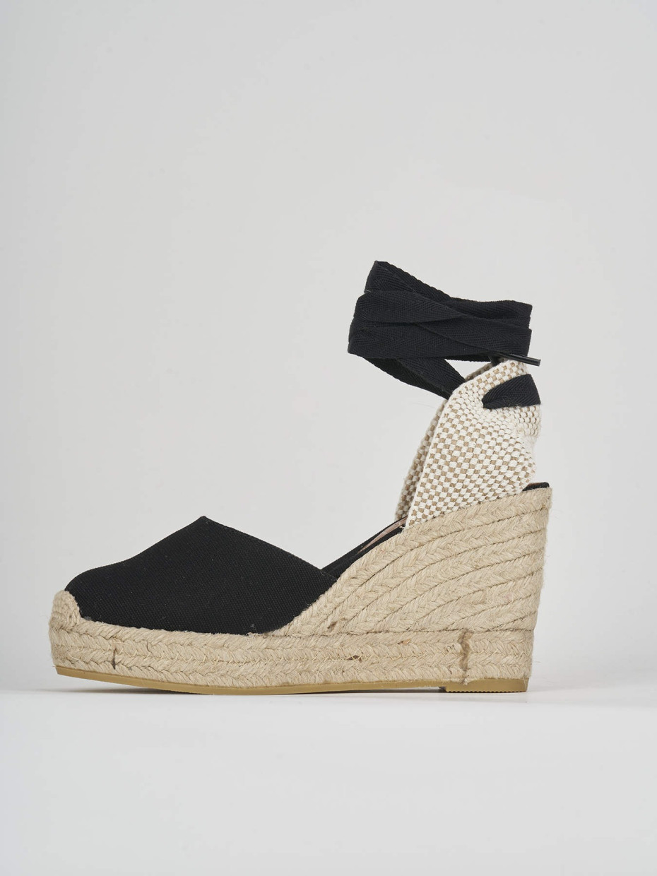 Espadrillas tacco 9cm tessuto nero