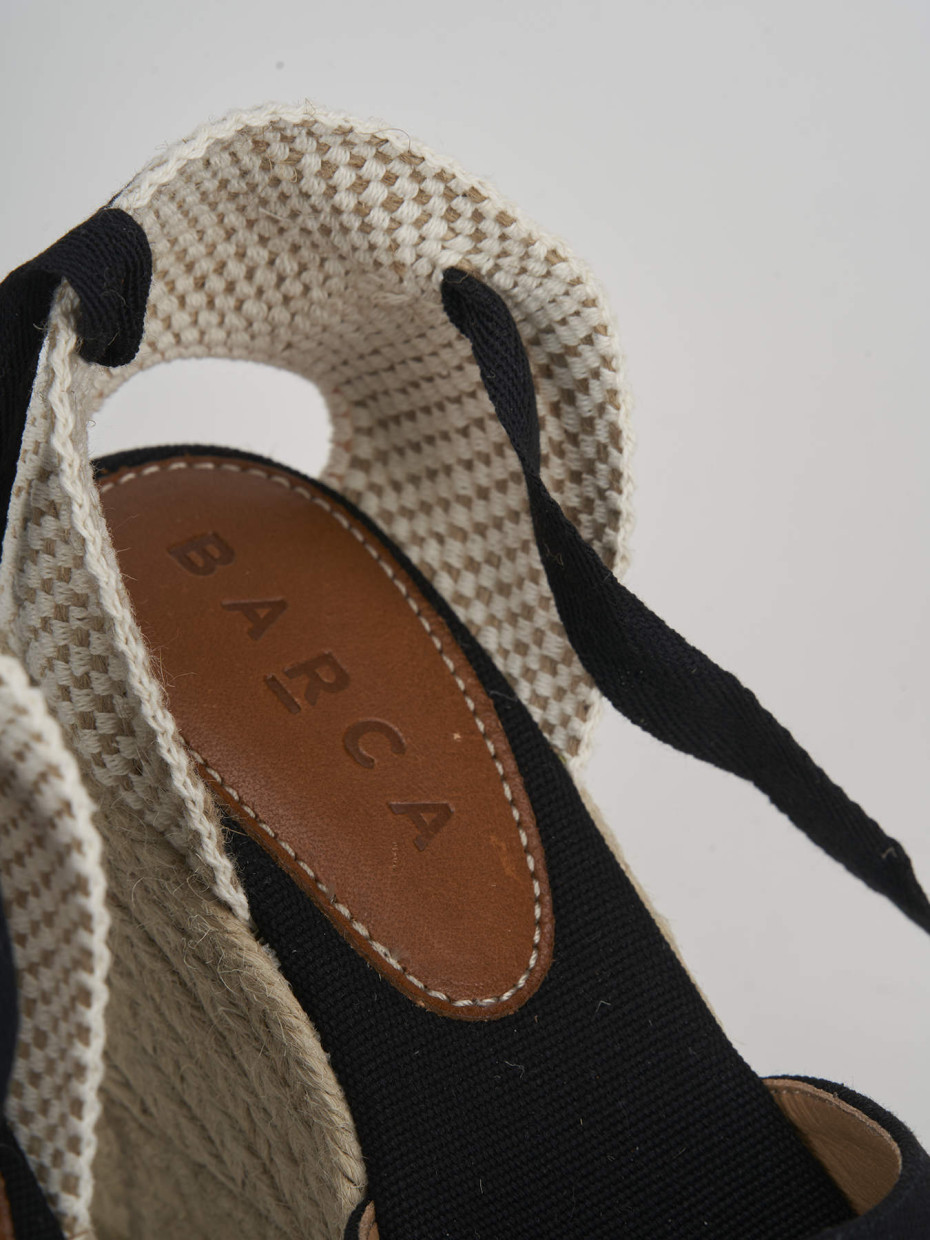 Espadrillas tacco 9cm tessuto nero