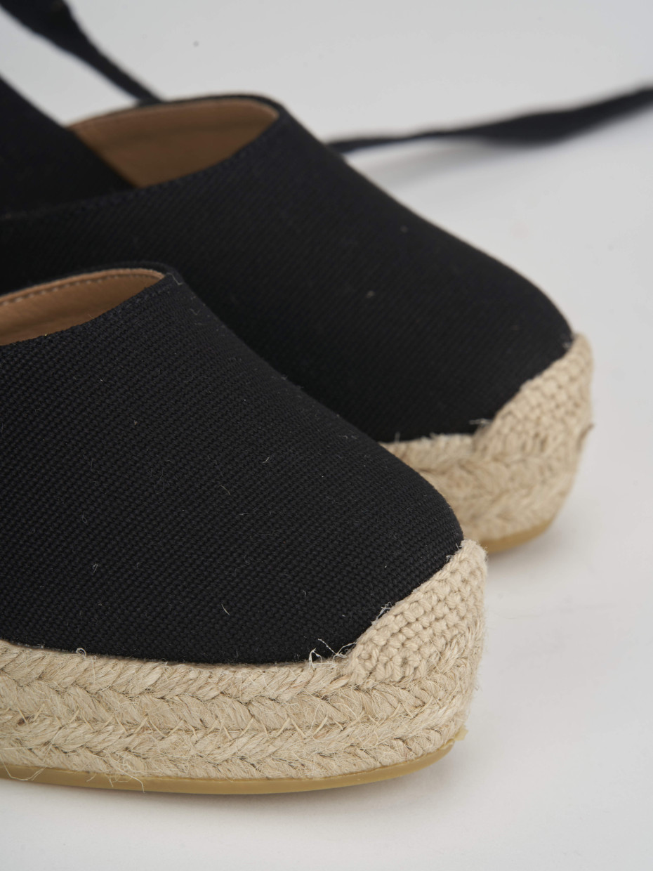 Espadrillas woman heel 9 cm black fabric Barca Stores