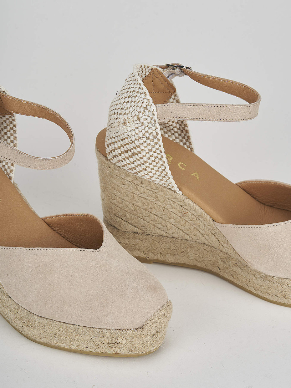 Espadrillas tacco 9cm camoscio beige