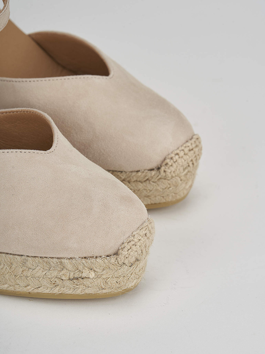 Espadrillas tacco 9cm camoscio beige