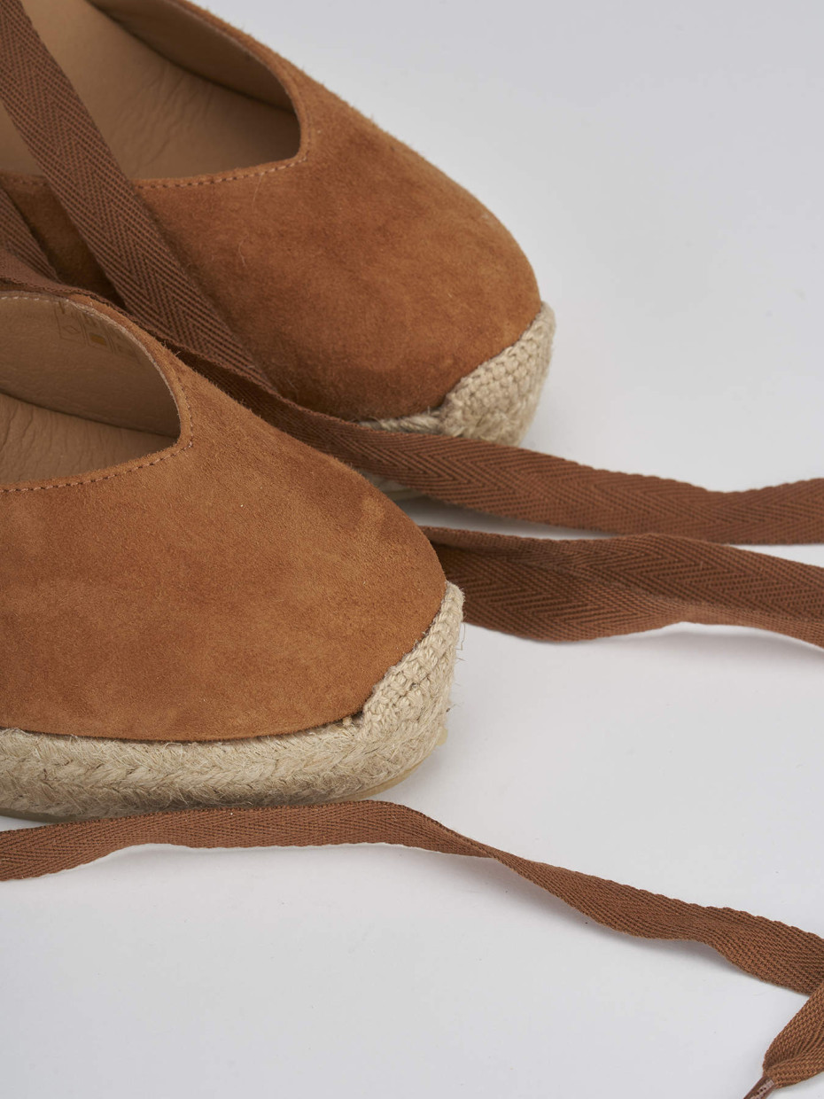 Espadrillas tacco 9cm camoscio marrone Barca Stores