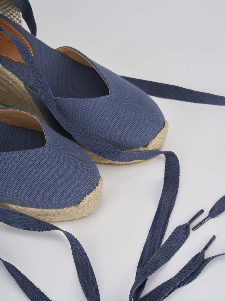 Espadrillas tacco 9cm tessuto jeans