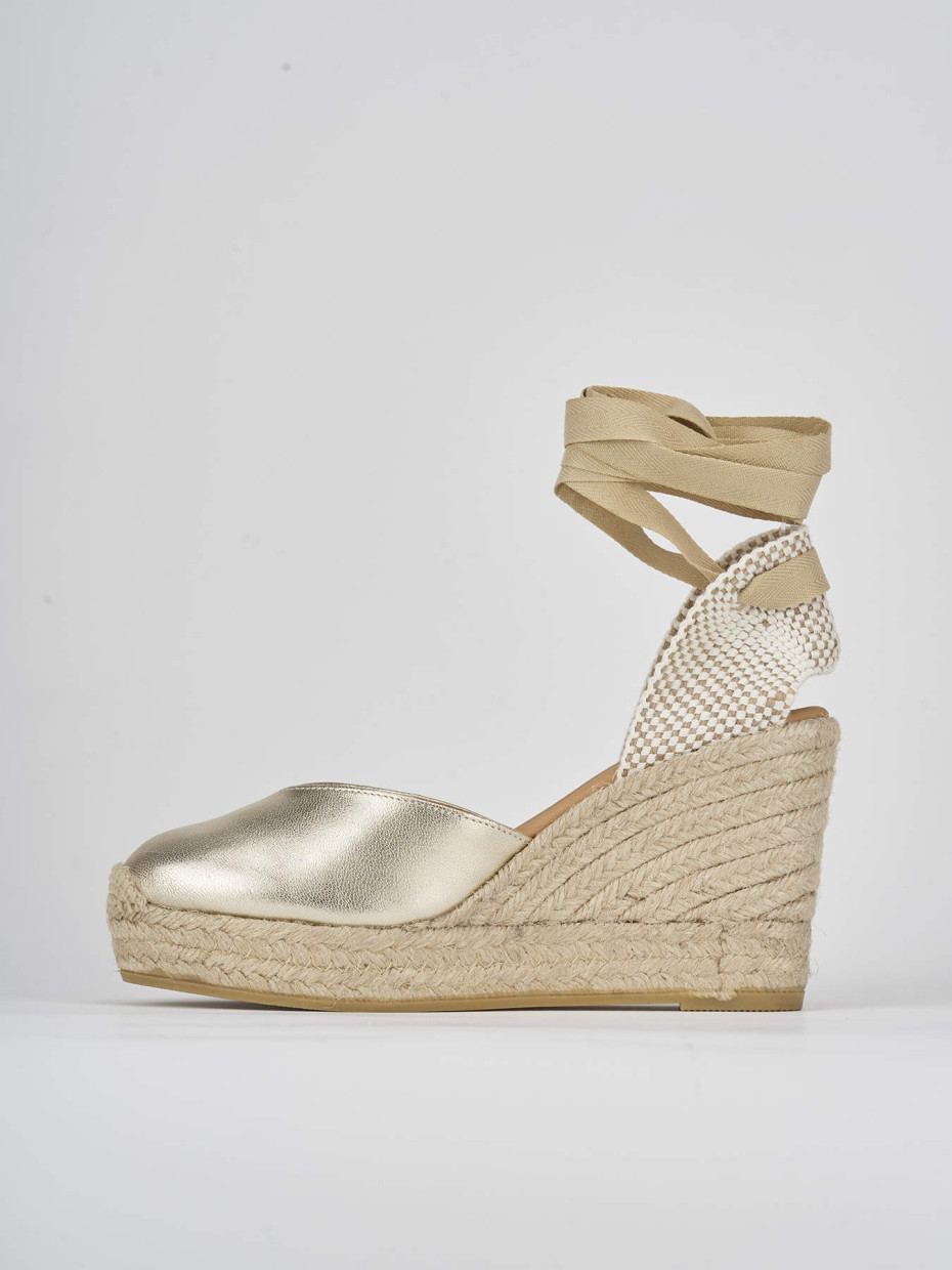 Espadrillas tacco 9cm pelle oro