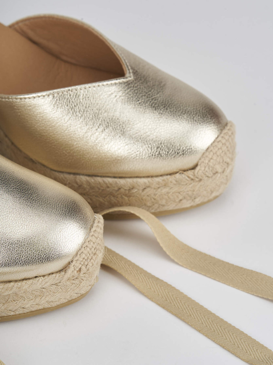 Espadrillas woman heel 9 cm gold leather Barca Stores