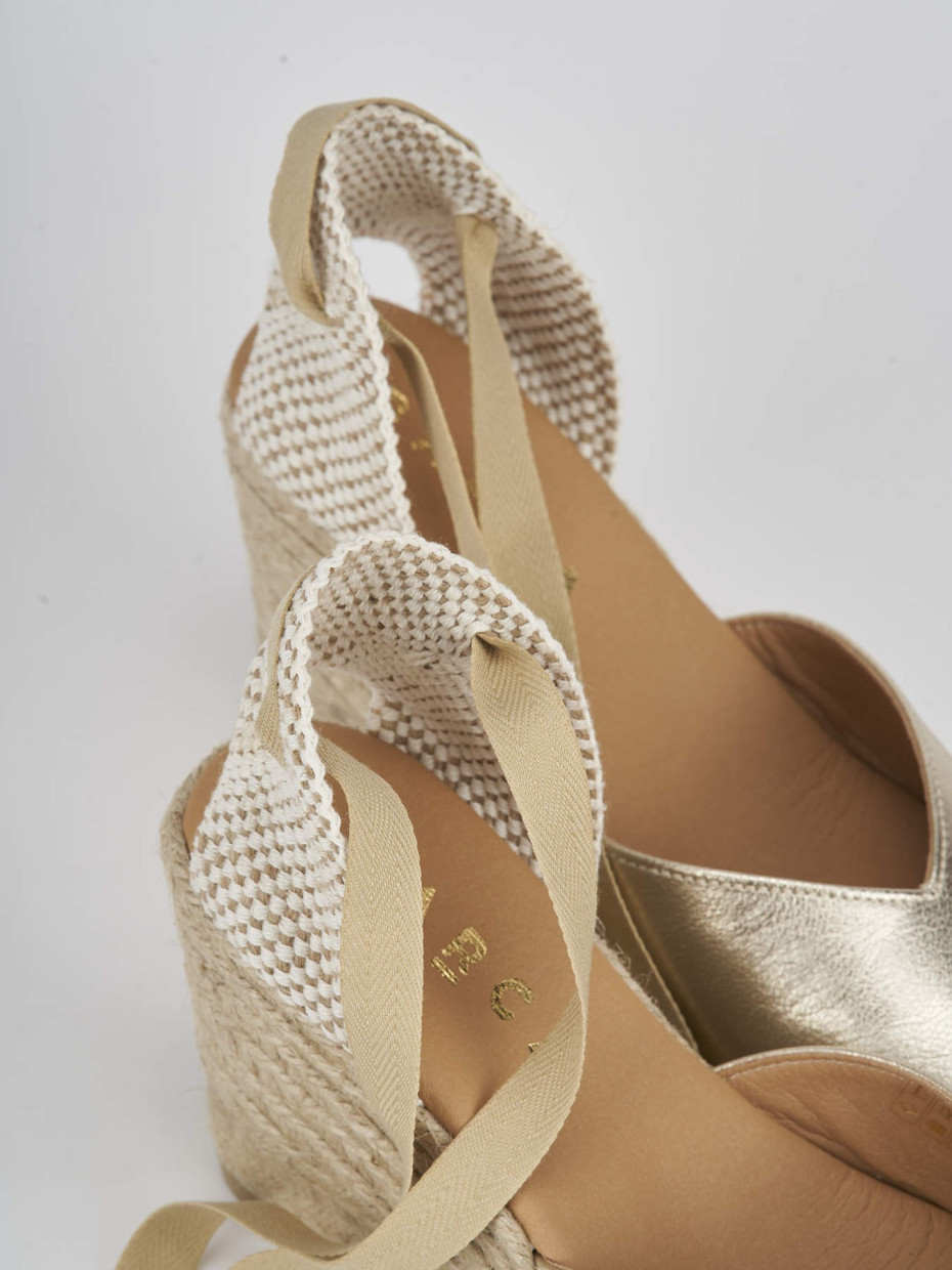 Espadrillas tacco 9cm pelle oro