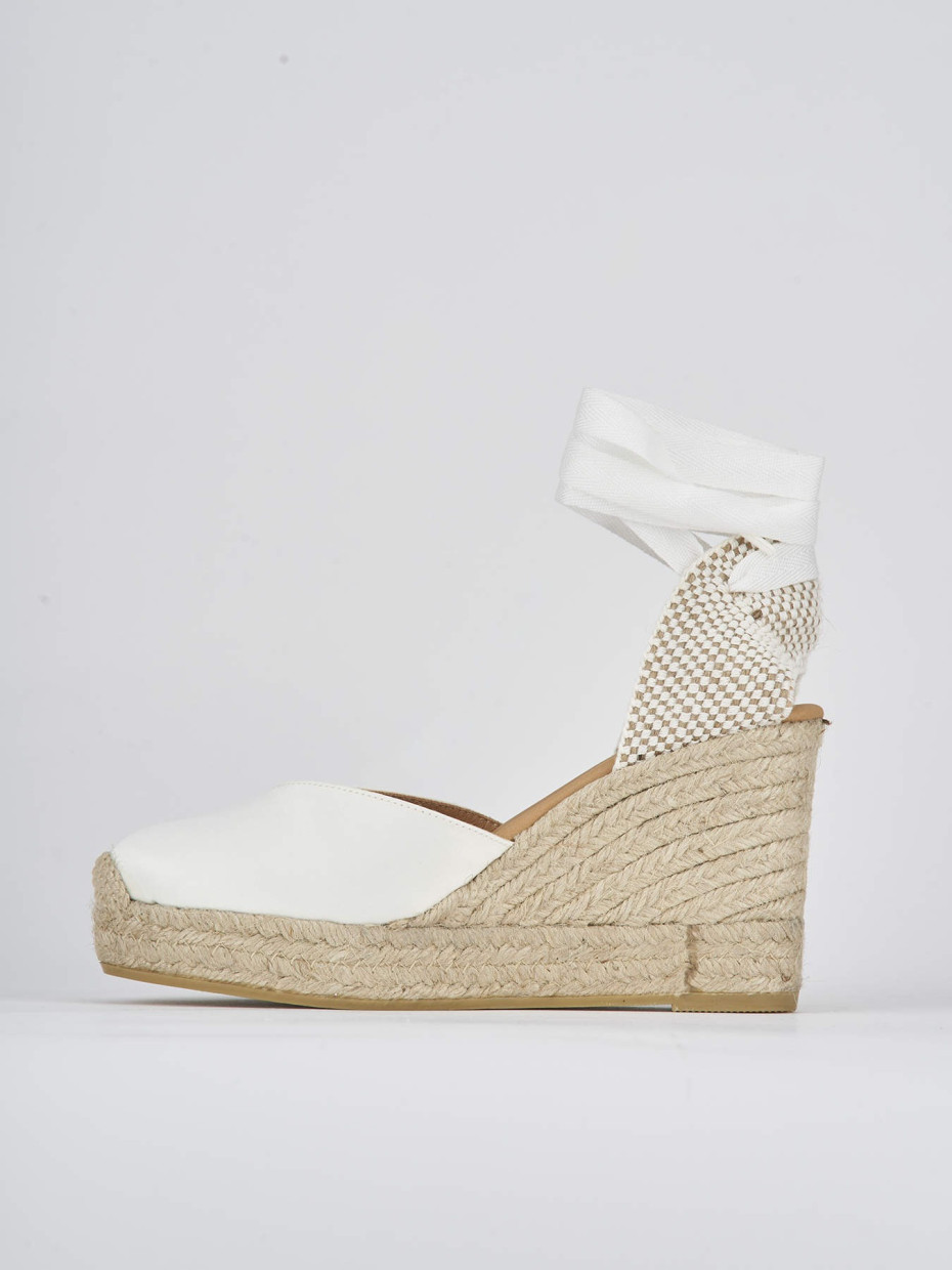 Espadrillas tacco 9cm raso bianco