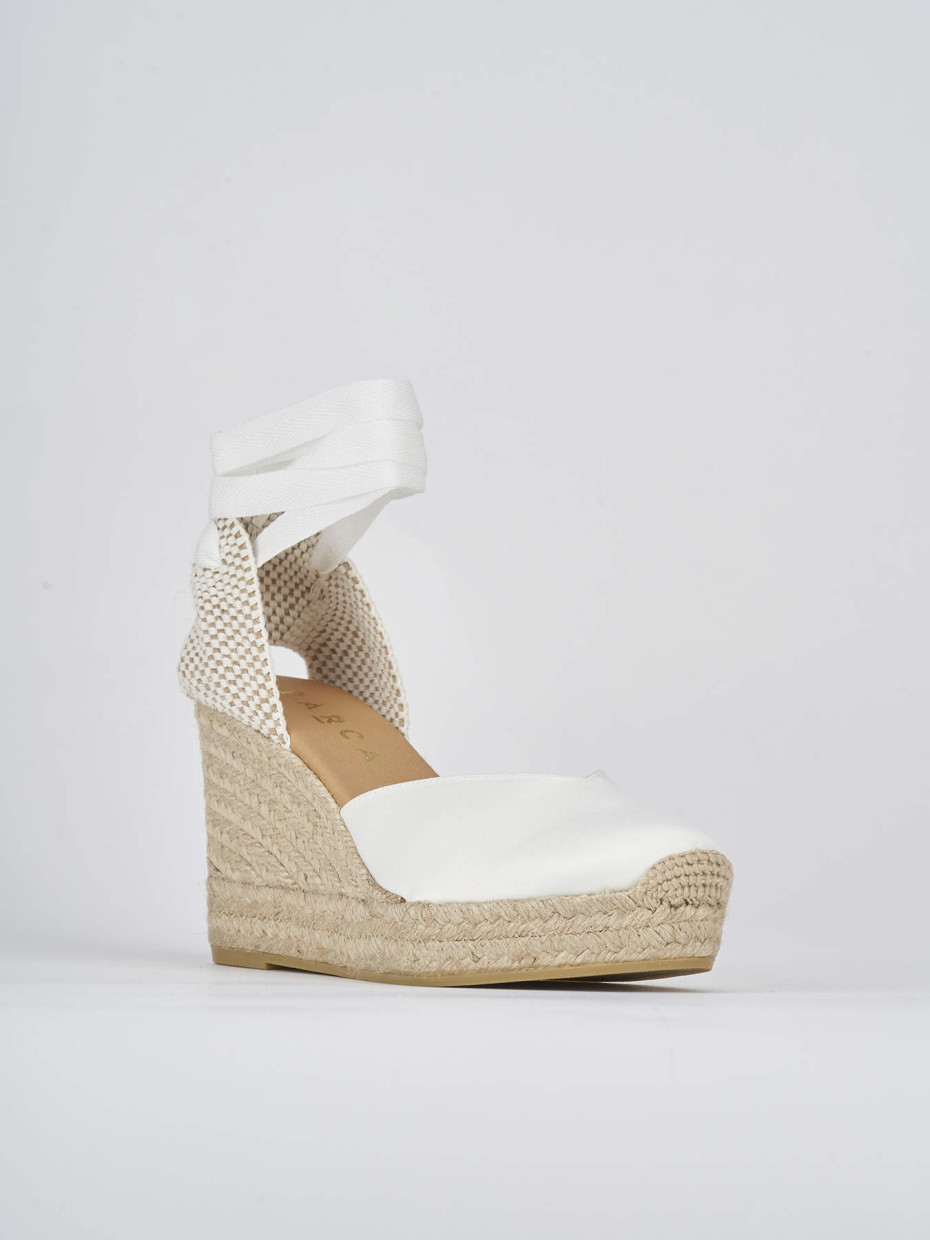 Espadrillas tacco 9cm raso bianco