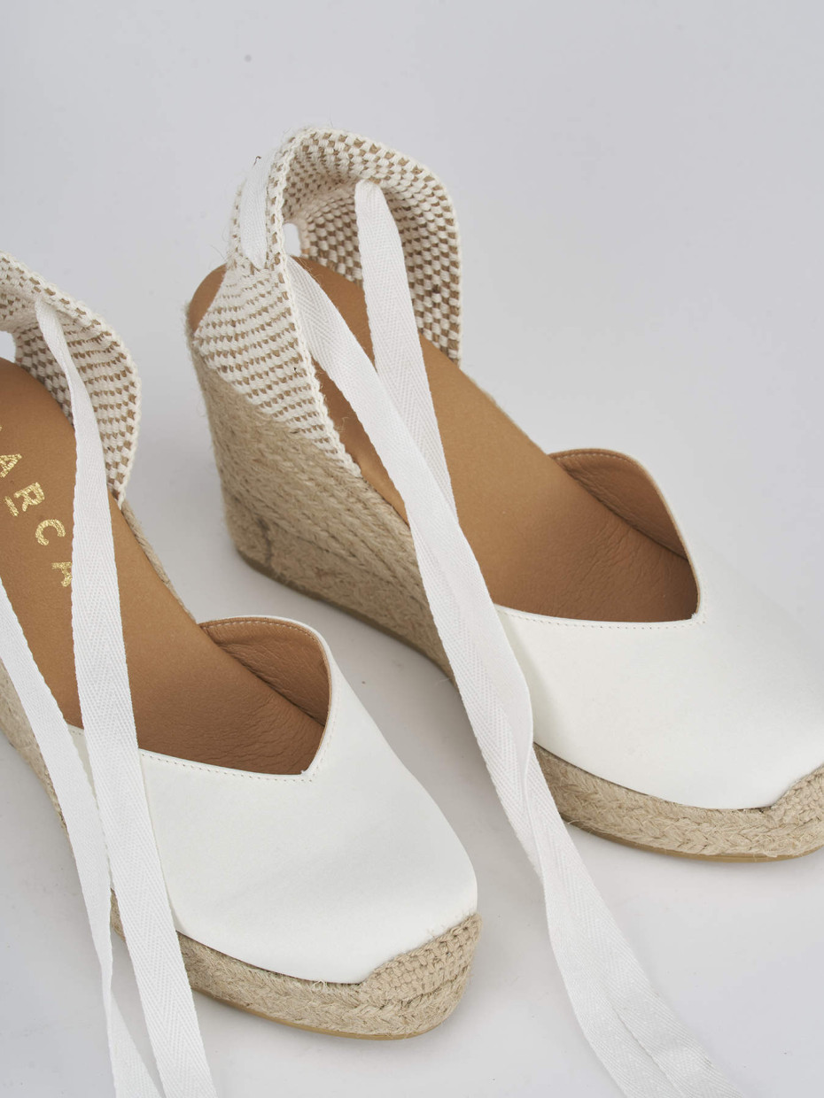 Espadrillas tacco 9cm raso bianco