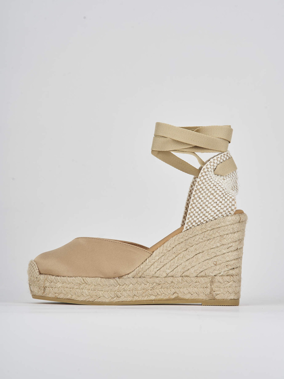 Espadrillas tacco 9cm raso oro