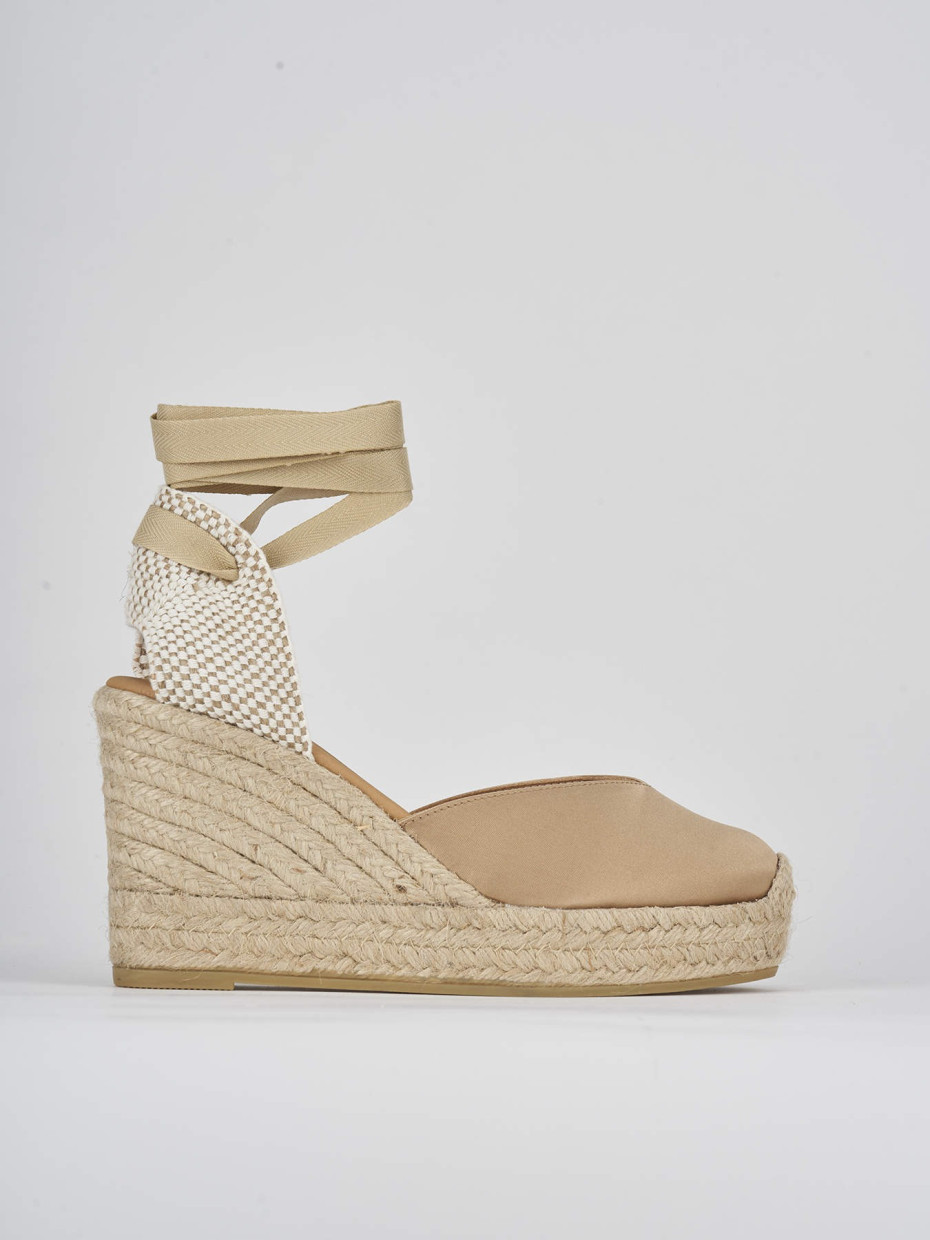 Espadrillas tacco 9cm raso oro