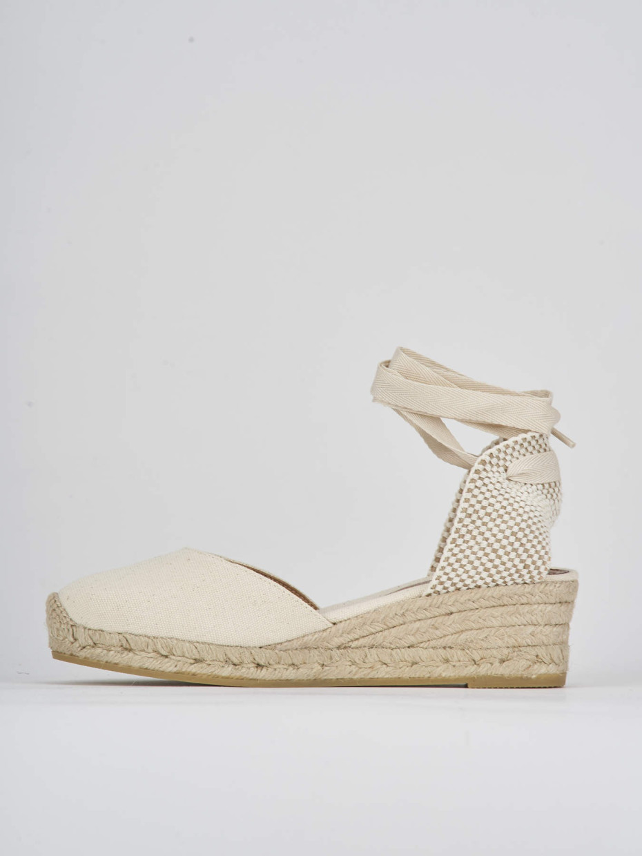 Espadrillas heel 4 cm beige fabric