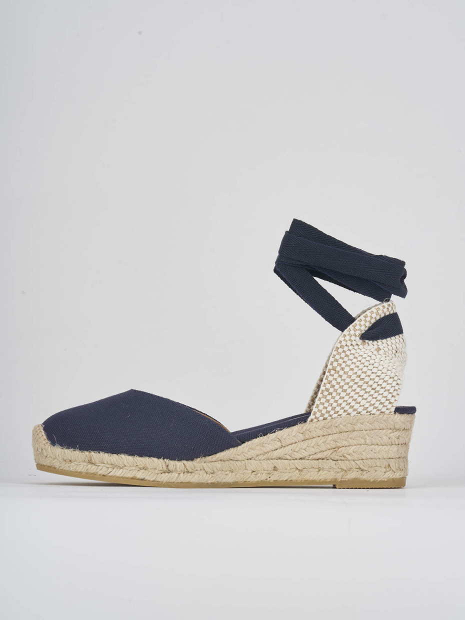 Espadrillas tacco 4cm tessuto blu