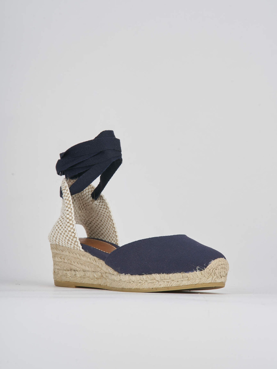 Espadrillas tacco 4cm tessuto blu