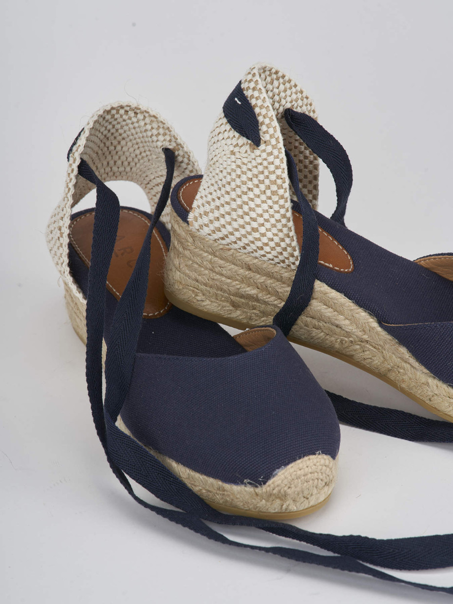 Espadrillas tacco 4cm tessuto blu