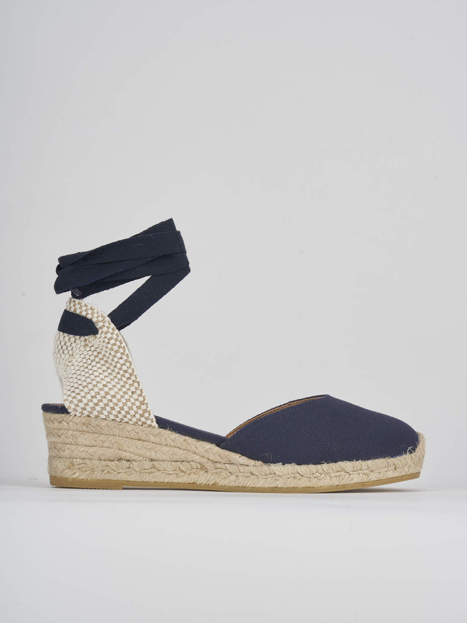 Espadrillas tacco 4cm tessuto blu