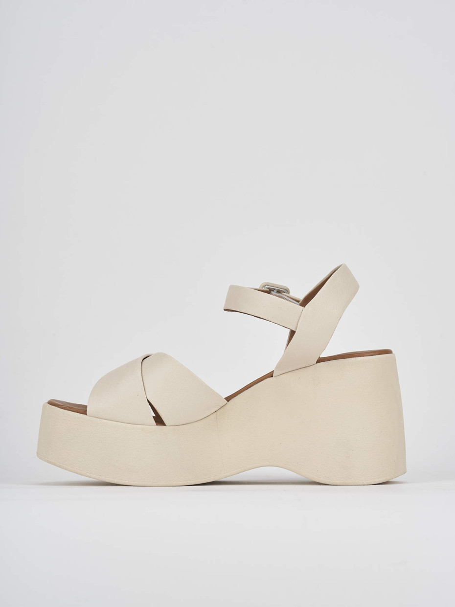 Wedge heels heel 8 cm white leather