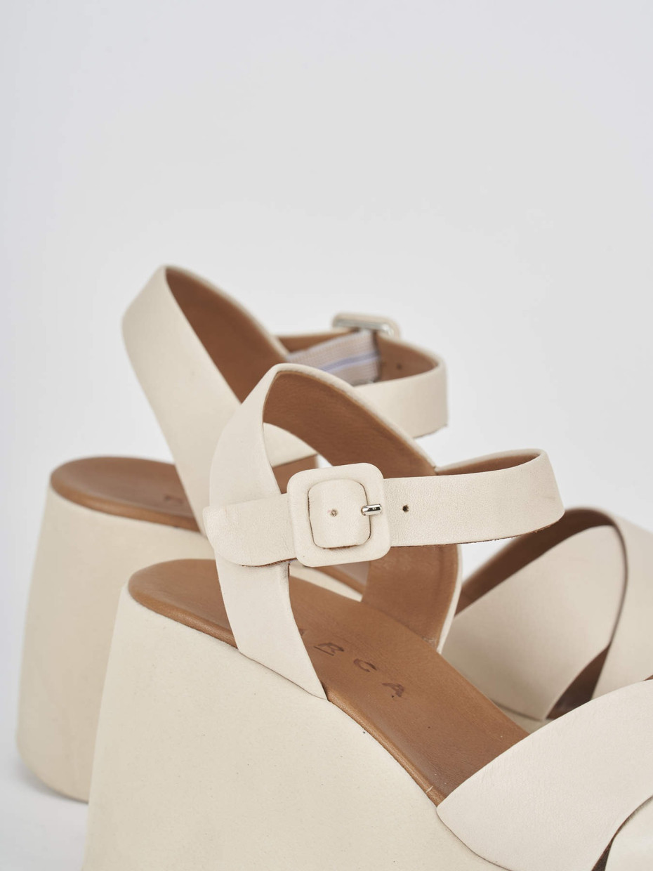 Wedge heels heel 8 cm white leather
