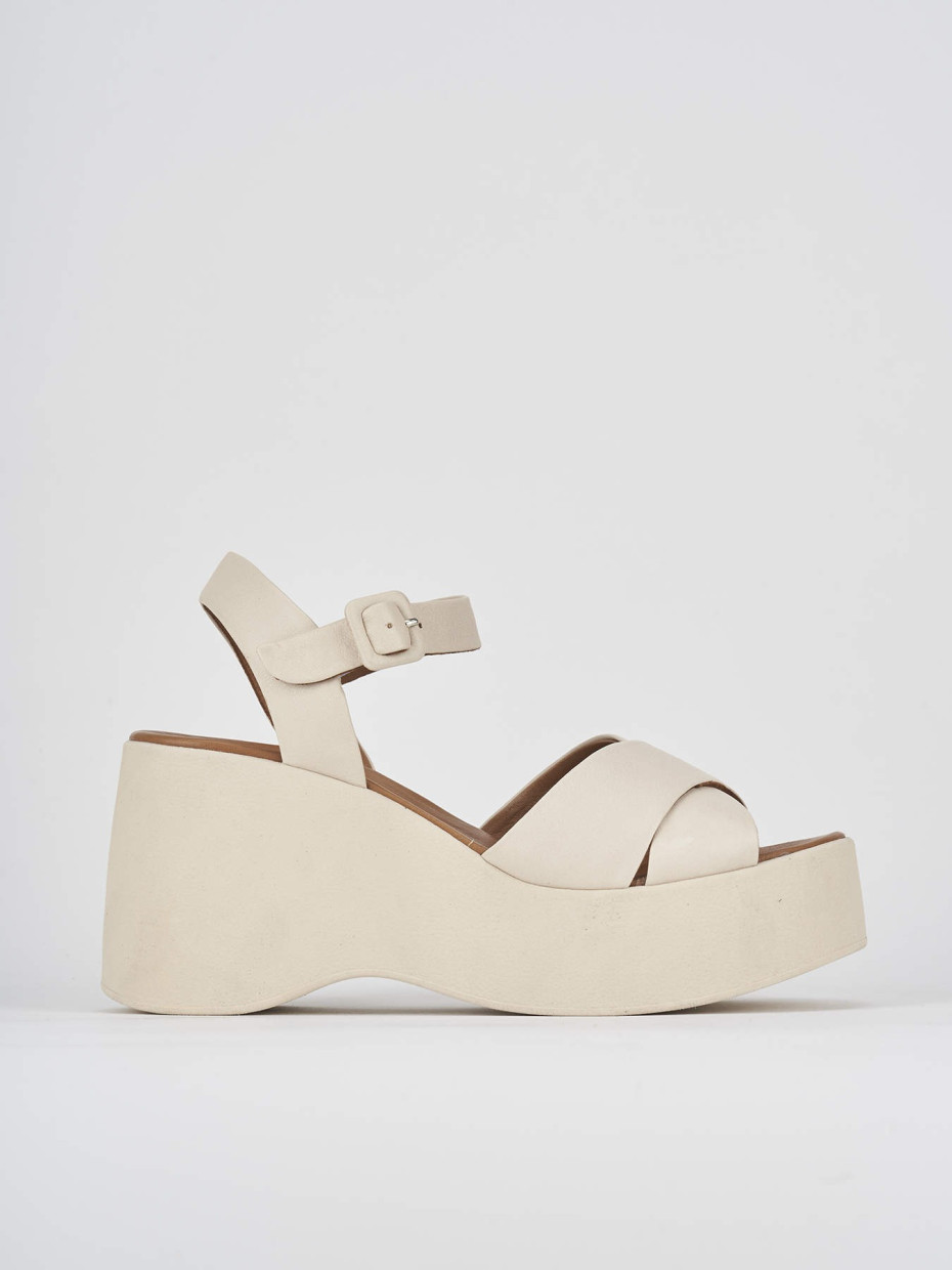 Wedge heels heel 8 cm white leather