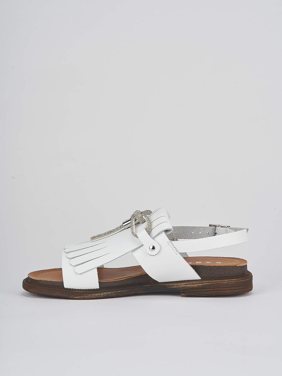 Low heel sandals heel 3 cm white leather