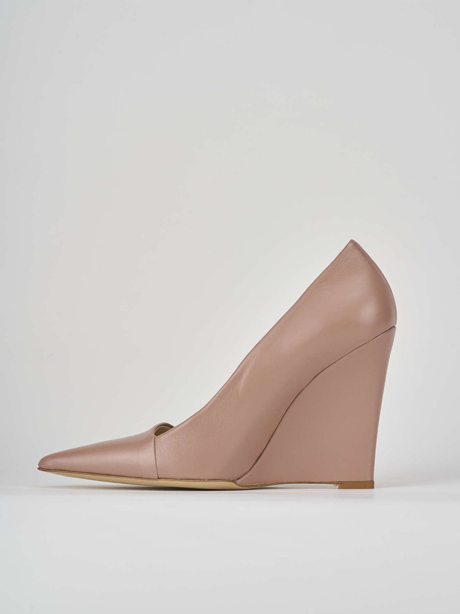 Décolleté e slingback tacco 11cm pelle beige