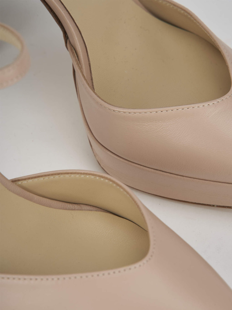 Décolleté e slingback tacco 11cm pelle rosa