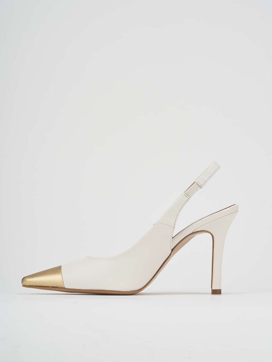 Décolleté e slingback tacco 9cm pelle bianco