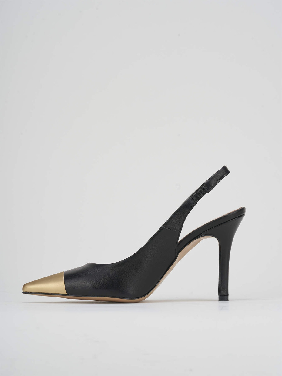 Décolleté e slingback tacco 9cm pelle nero