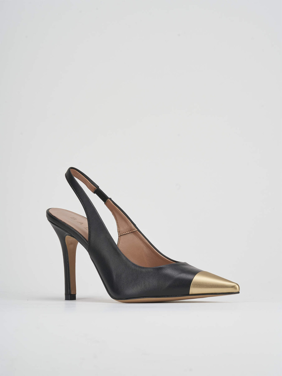 Décolleté e slingback tacco 9cm pelle nero