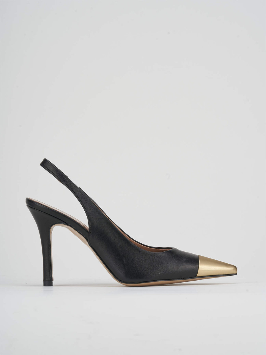 Décolleté e slingback tacco 9cm pelle nero