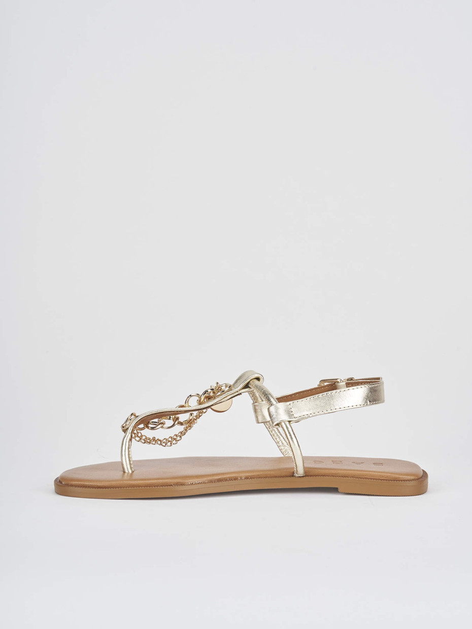 Low heel sandals heel 1 cm gold laminated