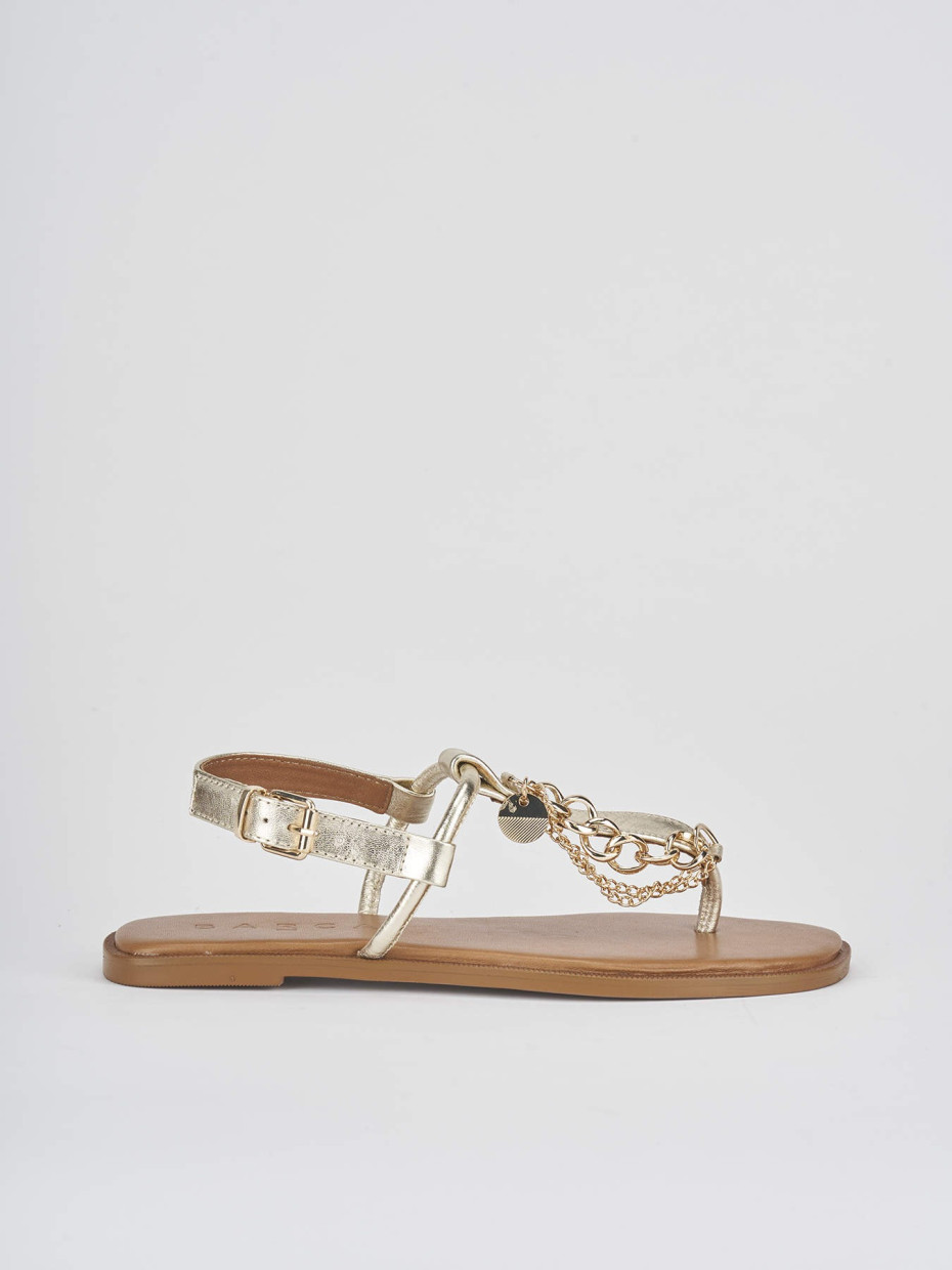 Low heel sandals heel 1 cm gold laminated