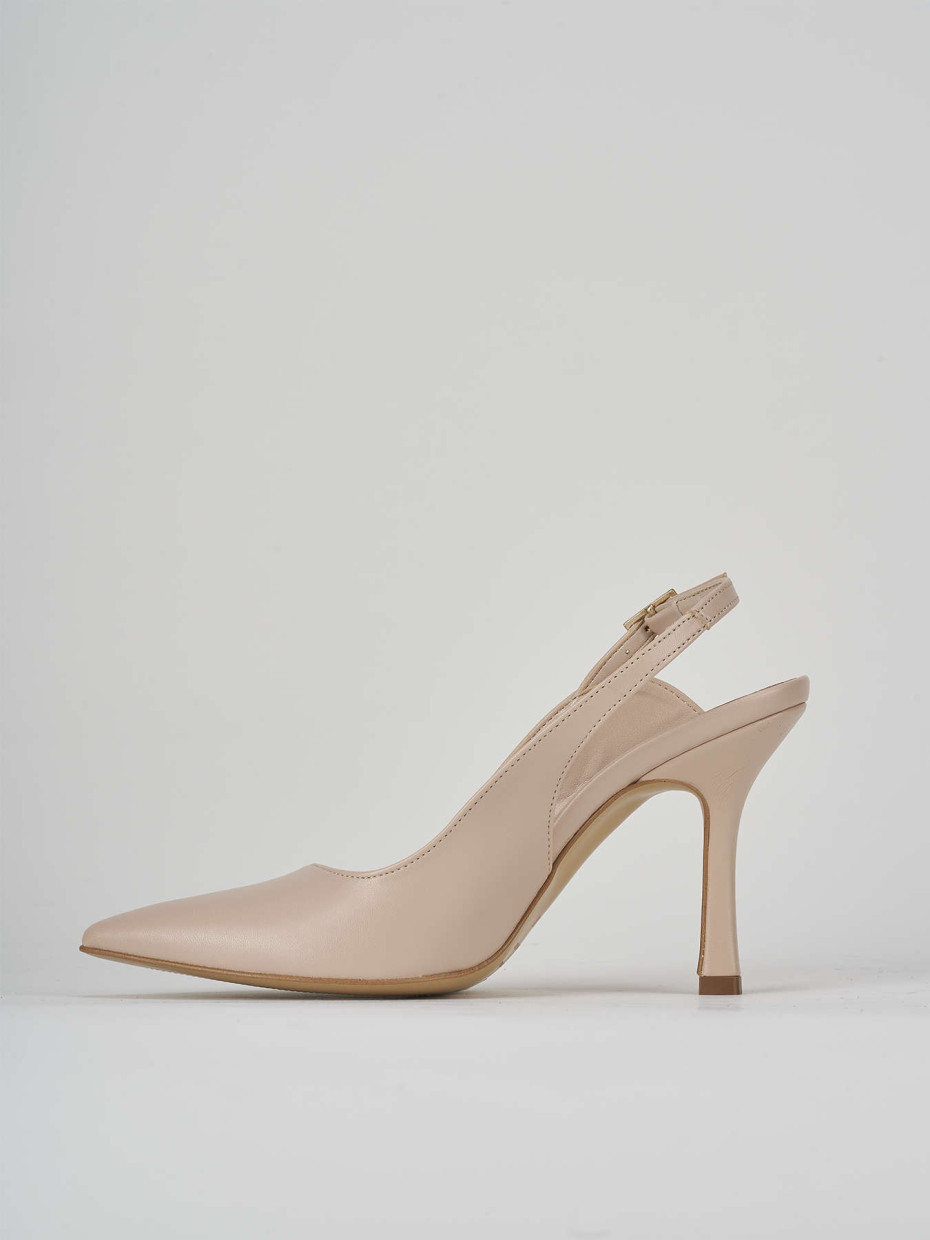 Pumps heel 9 cm beige leather