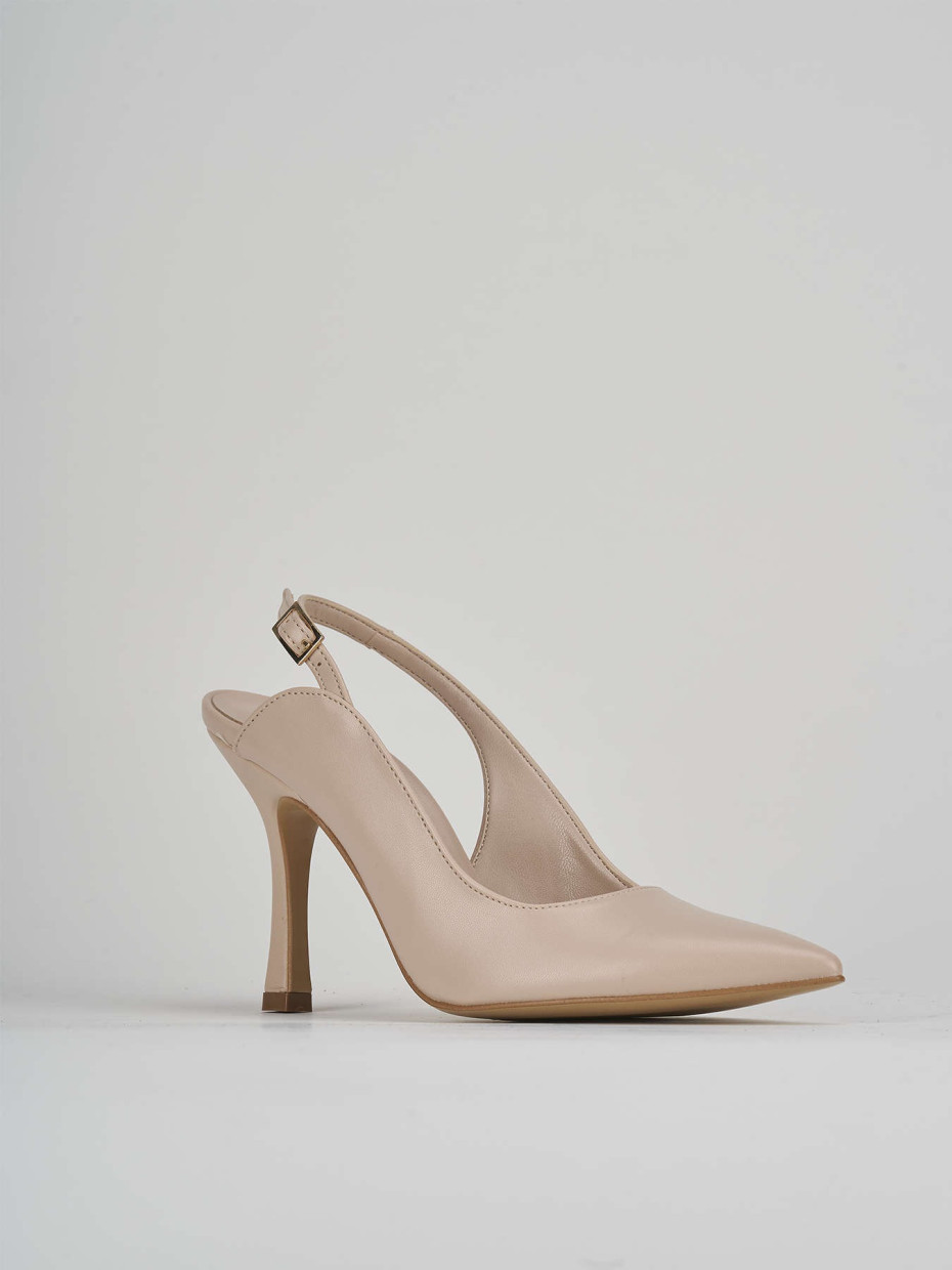 Pumps heel 9 cm beige leather