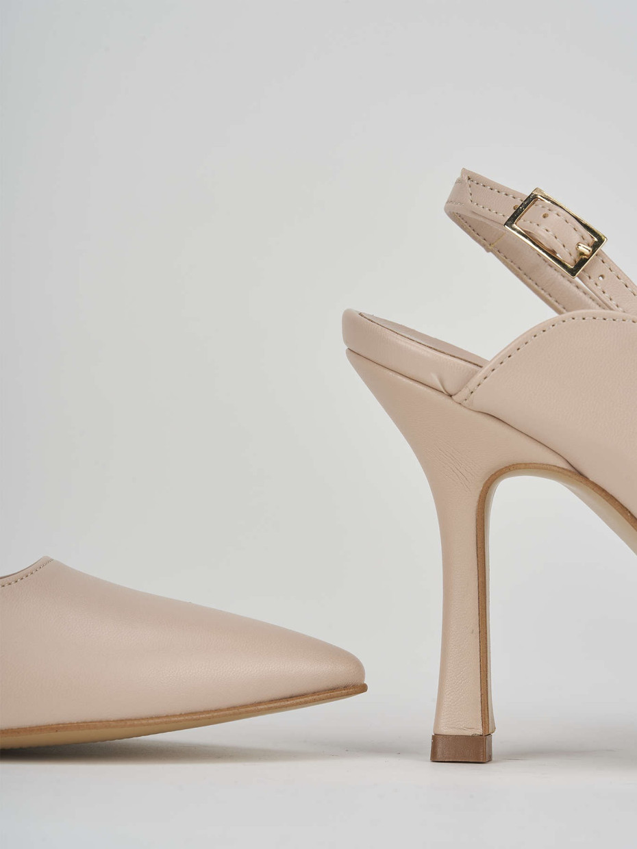 Pumps heel 9 cm beige leather