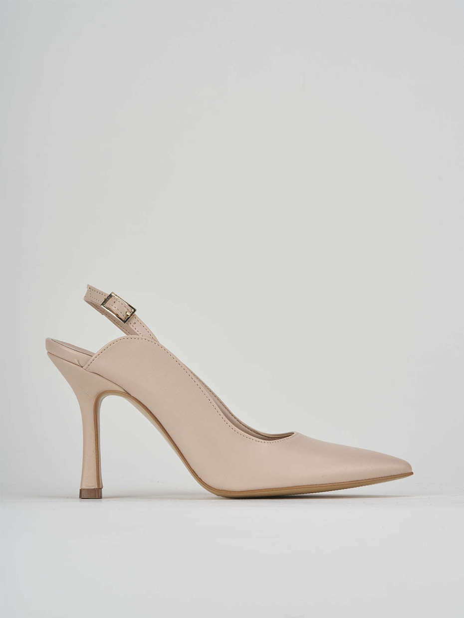 Pumps heel 9 cm beige leather