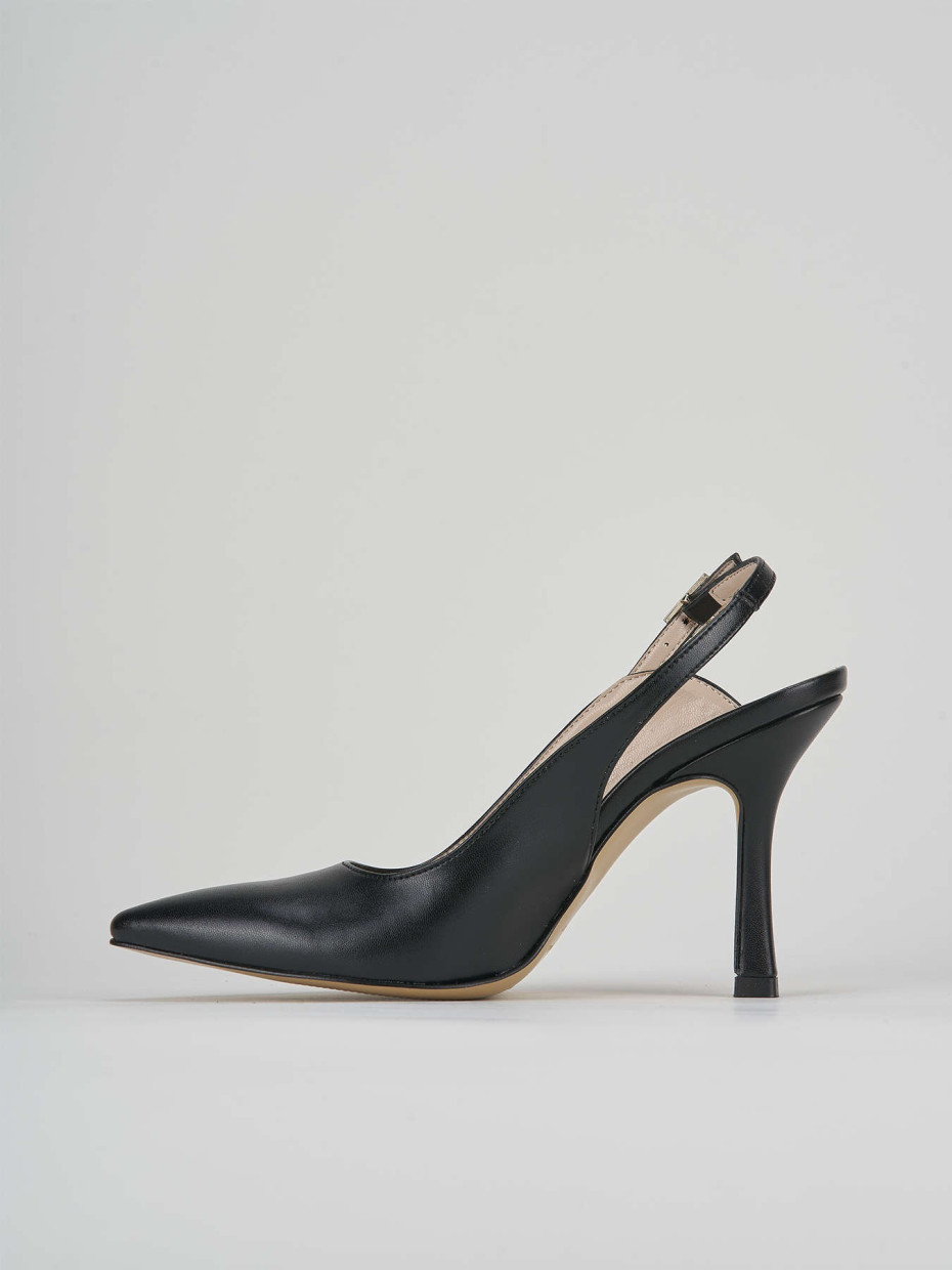 Slingback decoltè tacco 9 cm  nero pelle