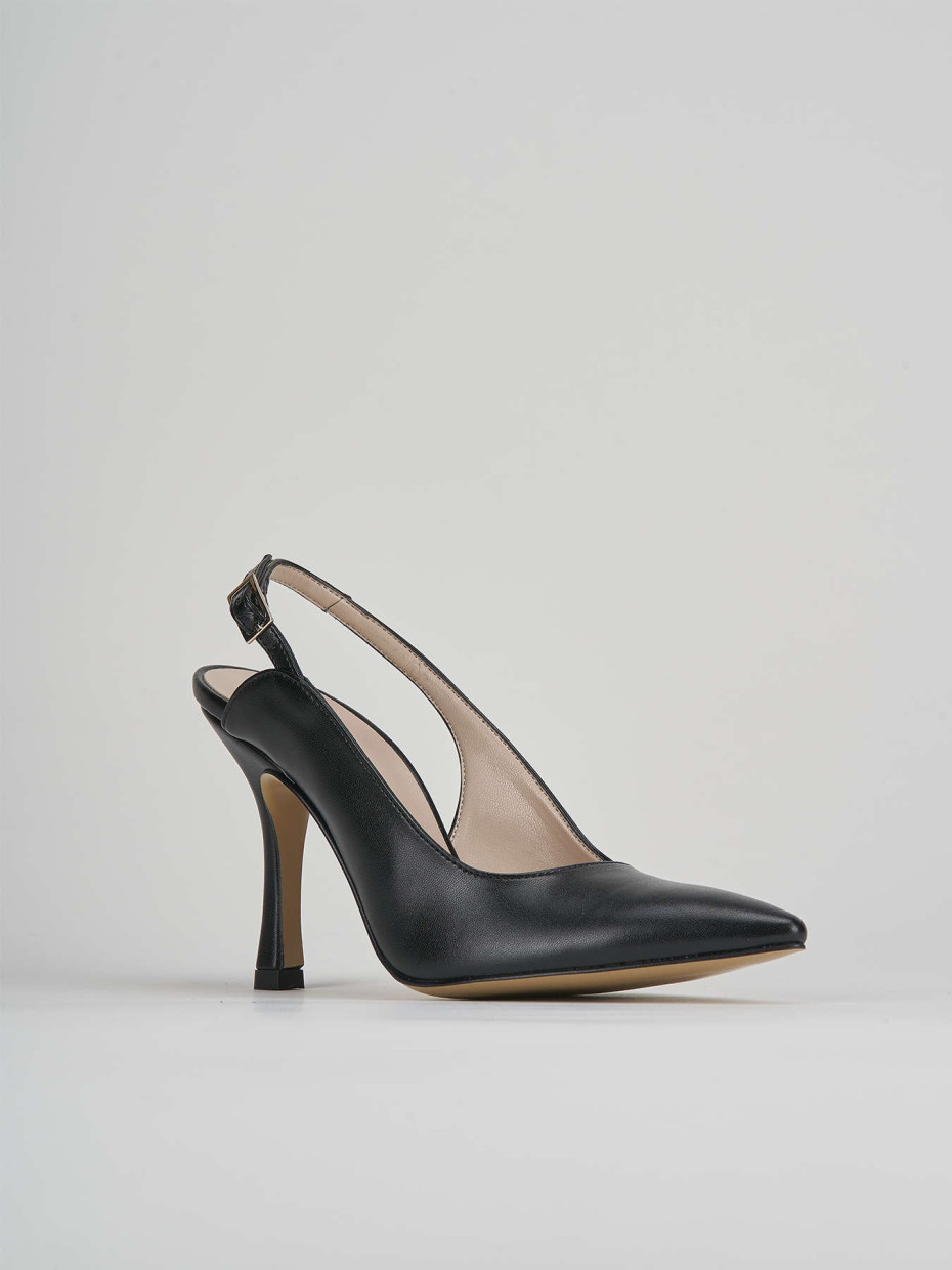 Slingback decoltè tacco 9 cm  nero pelle