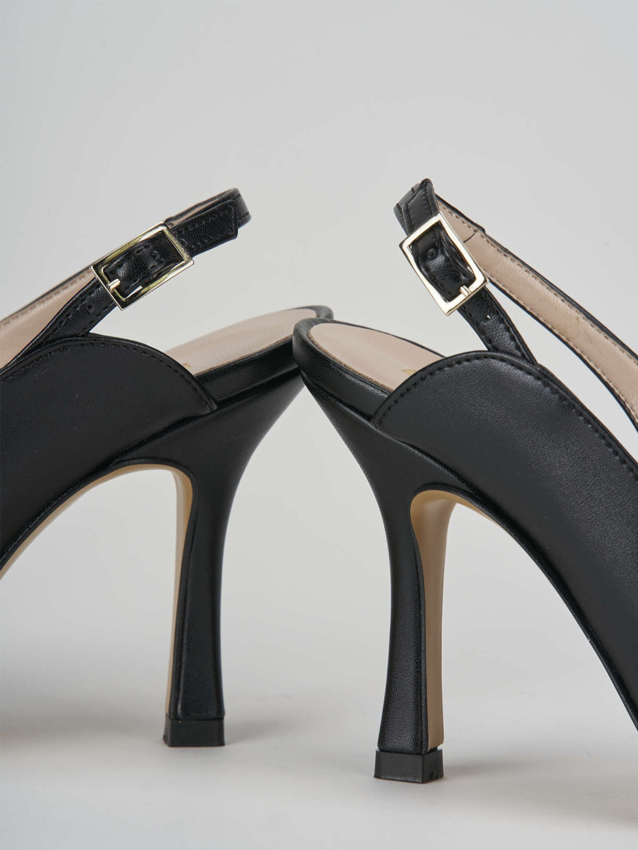 Slingback decoltè tacco 9 cm  nero pelle