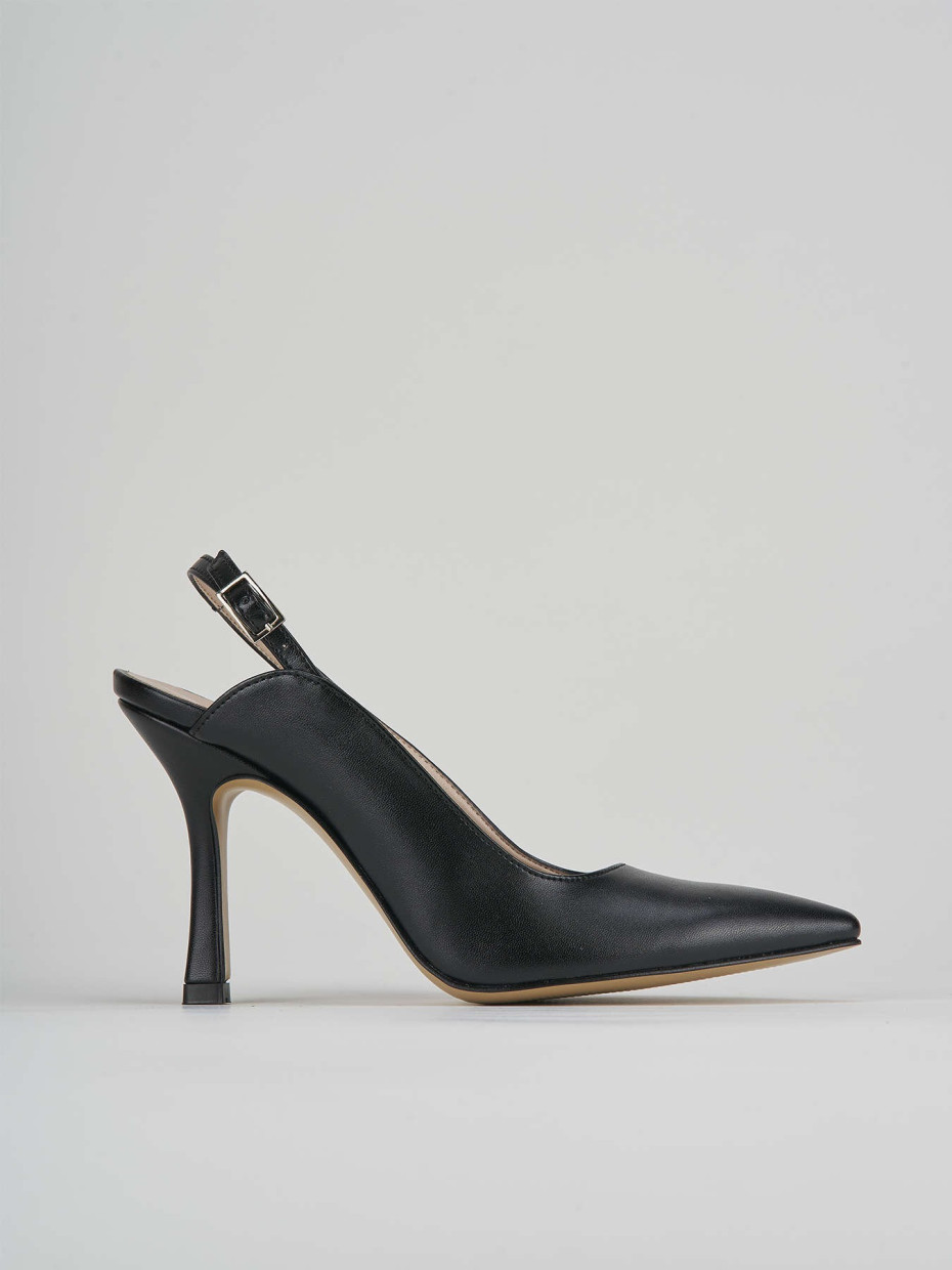 Slingback decoltè tacco 9 cm  nero pelle