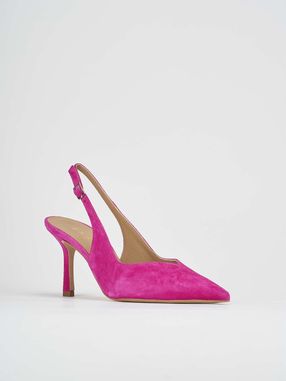 Slingback decolte tacco 7 cm rosa camoscio