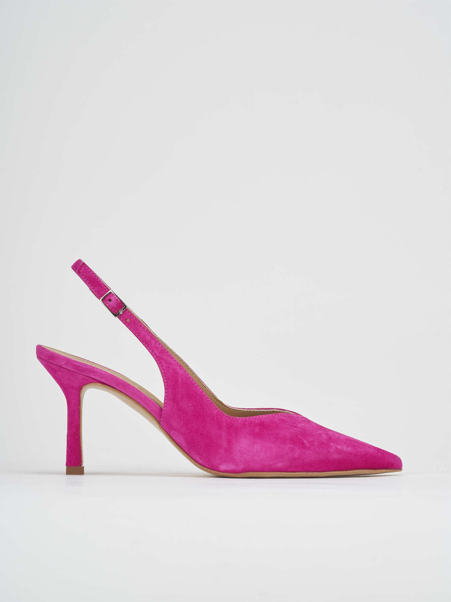 Slingback decolte tacco 7 cm rosa camoscio