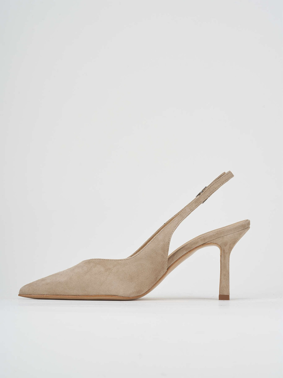 Slingback decolte tacco 7 cm beige camoscio Barca Stores