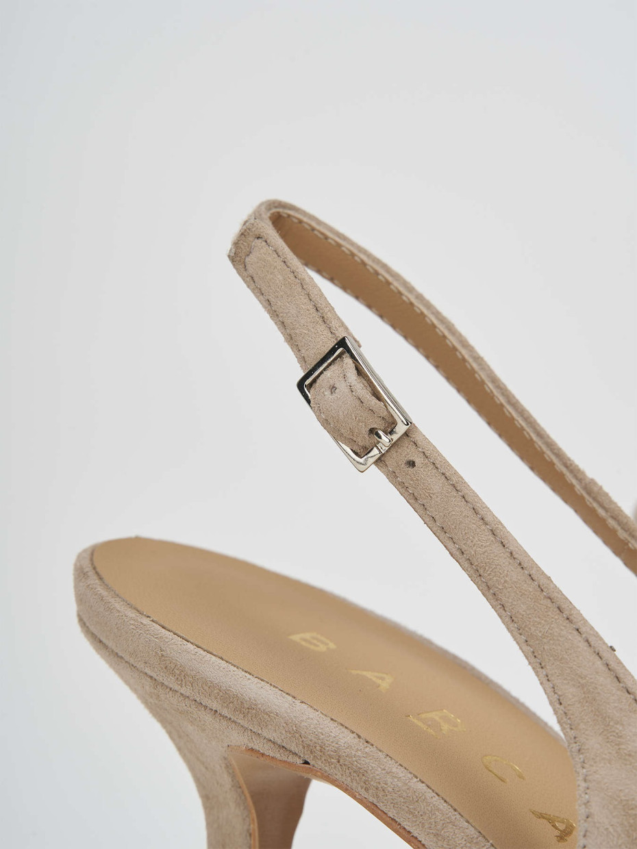 Slingback decolte tacco 7 cm beige camoscio