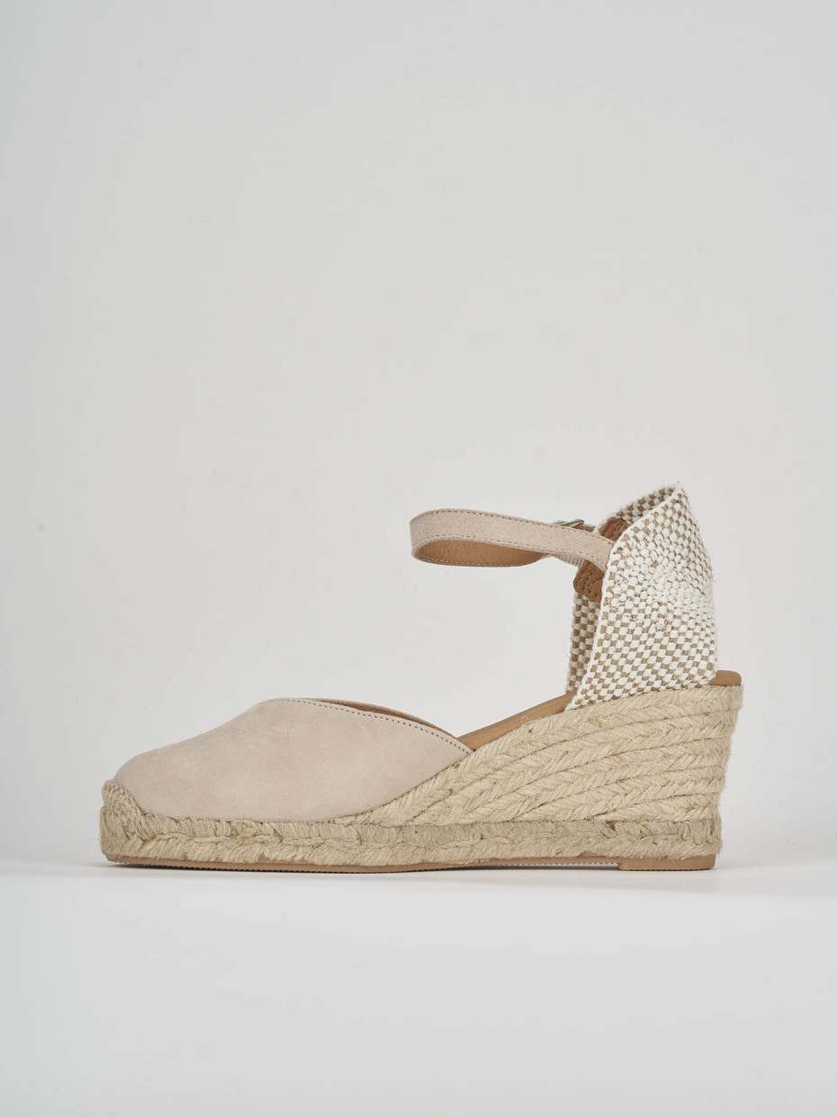 Espadrillas tacco 6cm camoscio beige