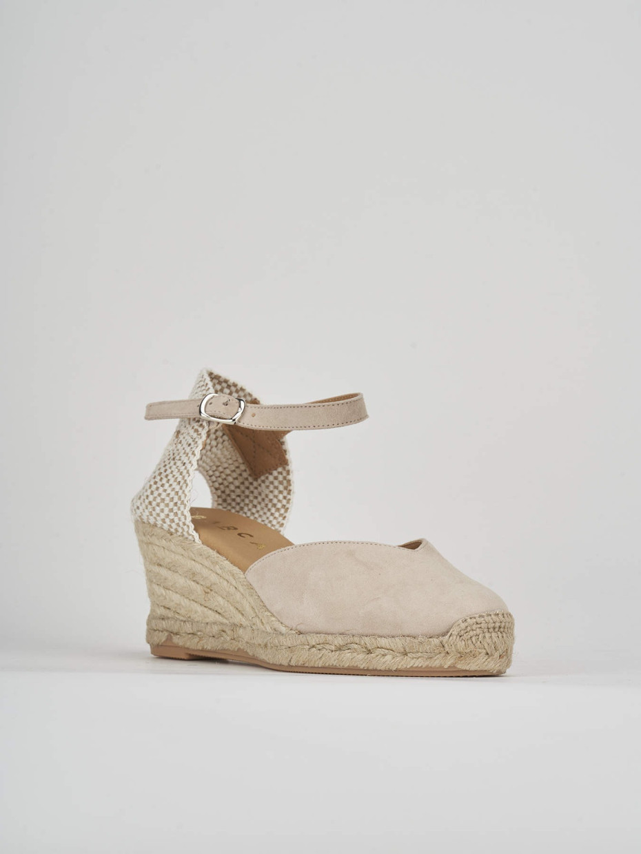 Espadrillas heel 6 cm beige suede