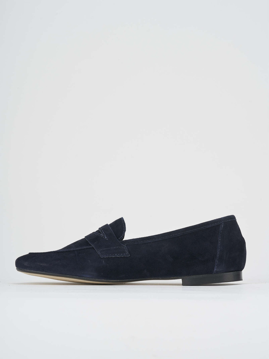 Loafers heel 1 cm blu suede