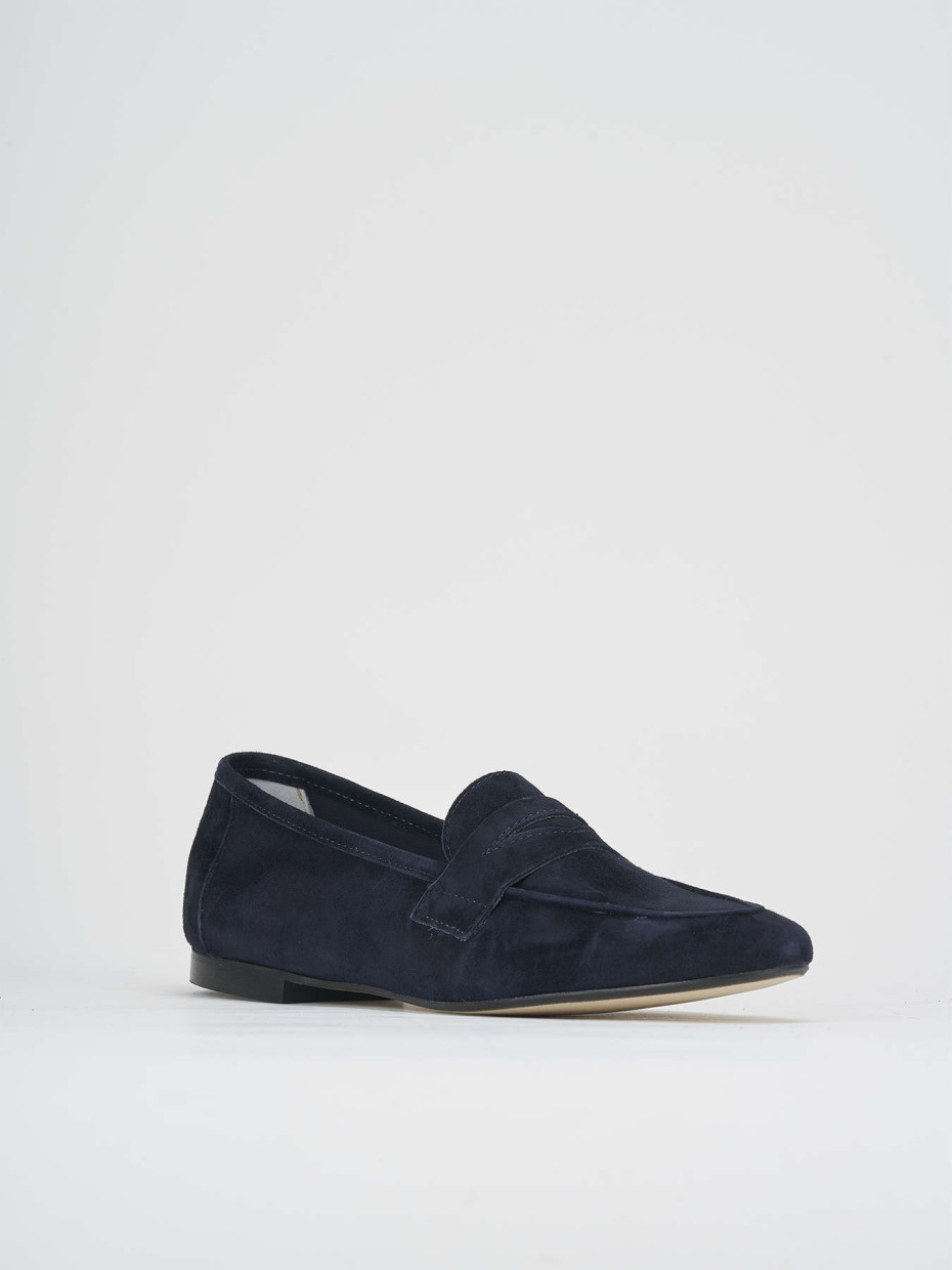 Loafers heel 1 cm blu suede