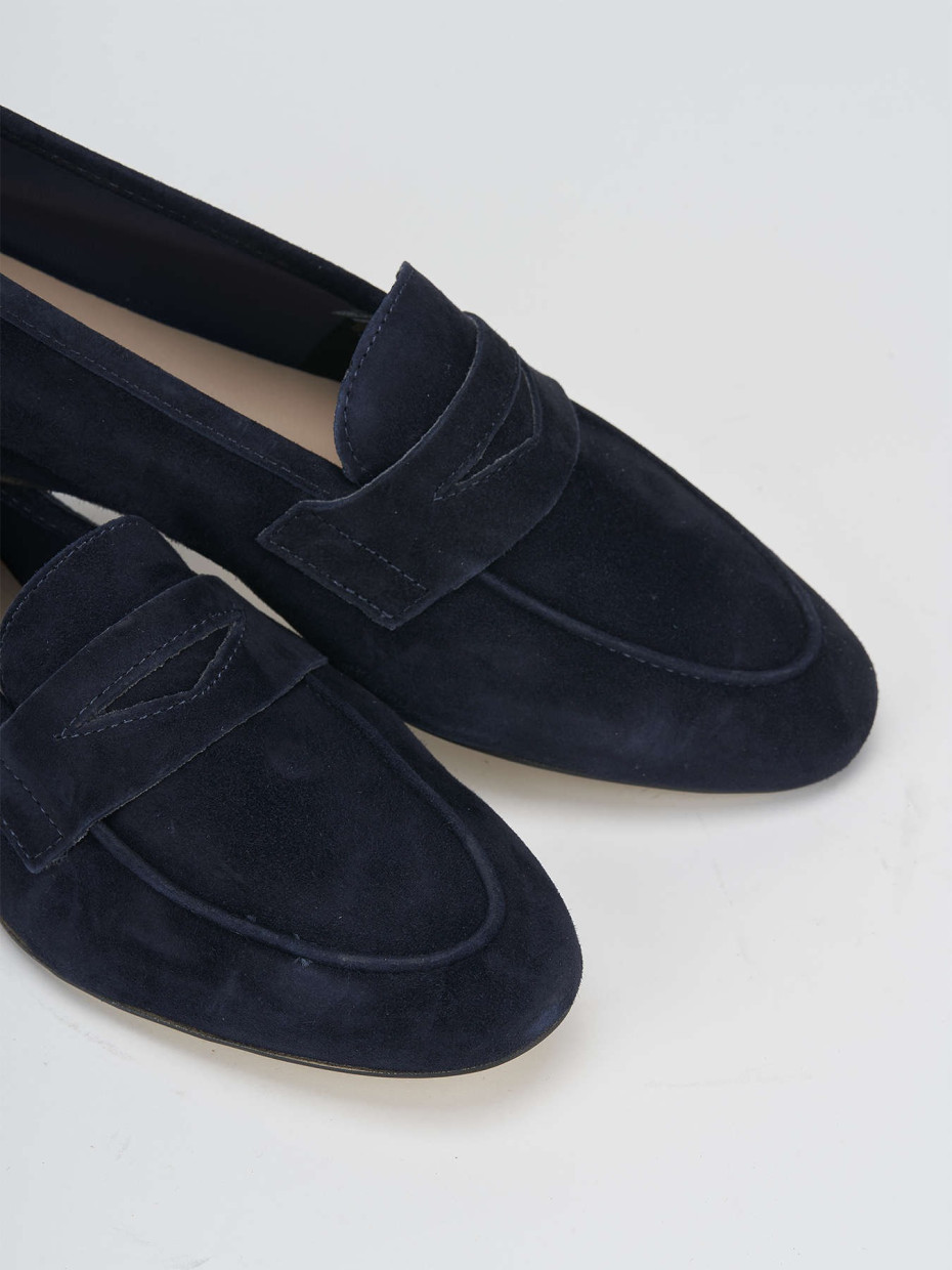 Loafers heel 1 cm blu suede